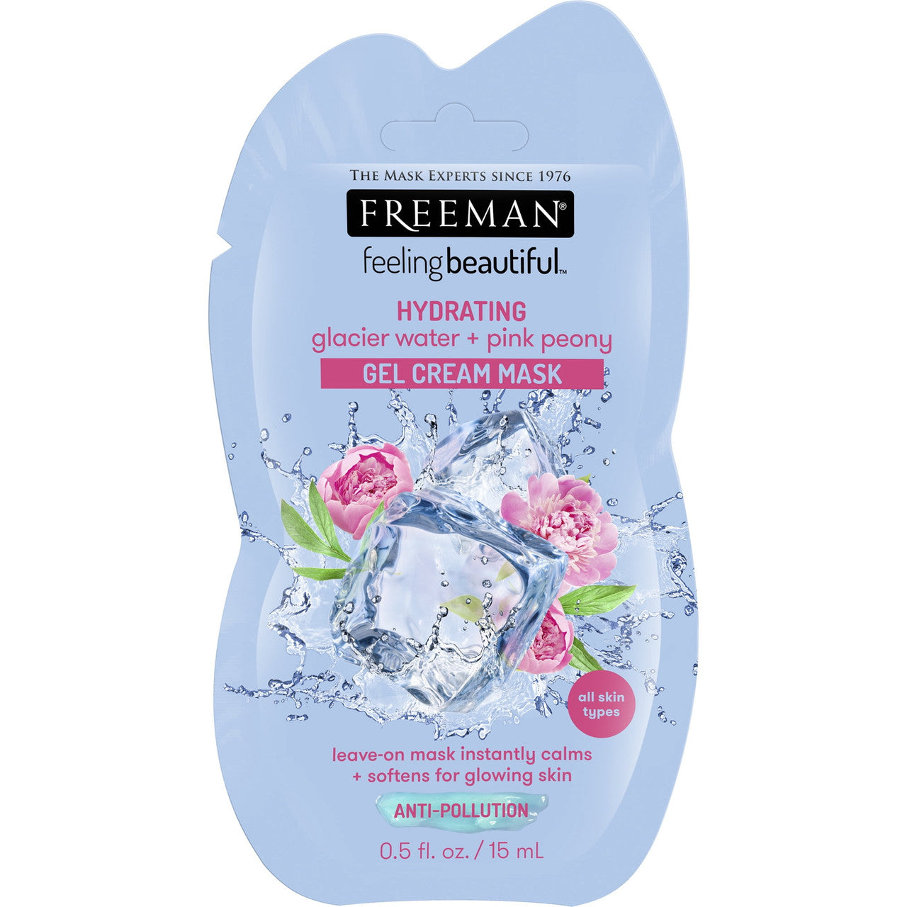 Freeman Hydrating Glacier Water And Pink Peony Gel Cream Mask Sachet, 0.5 Oz